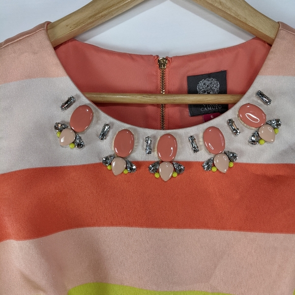 Vince Camuto Stripped Neon Jewel Sheath Dress sz 6 - Picture 13 of 14